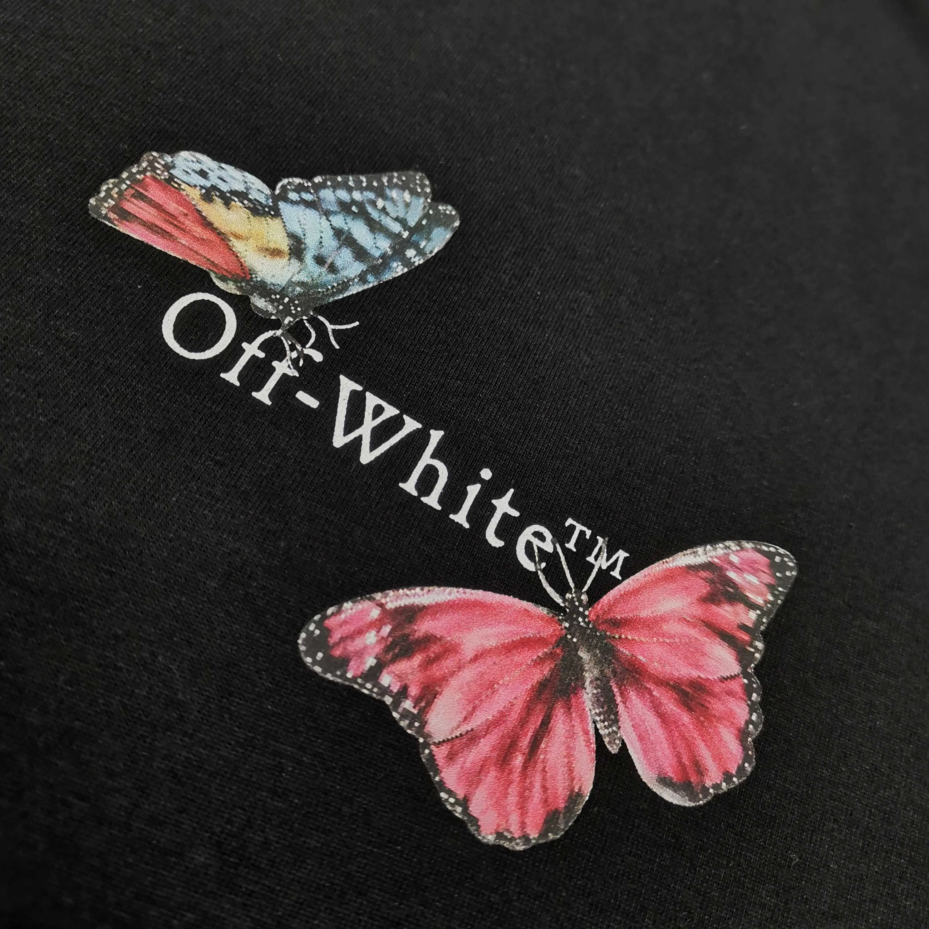 Top version ❤️off white new loose version butterfly short-sleeved T-shirt Size: S M L XL Color: Black White P240